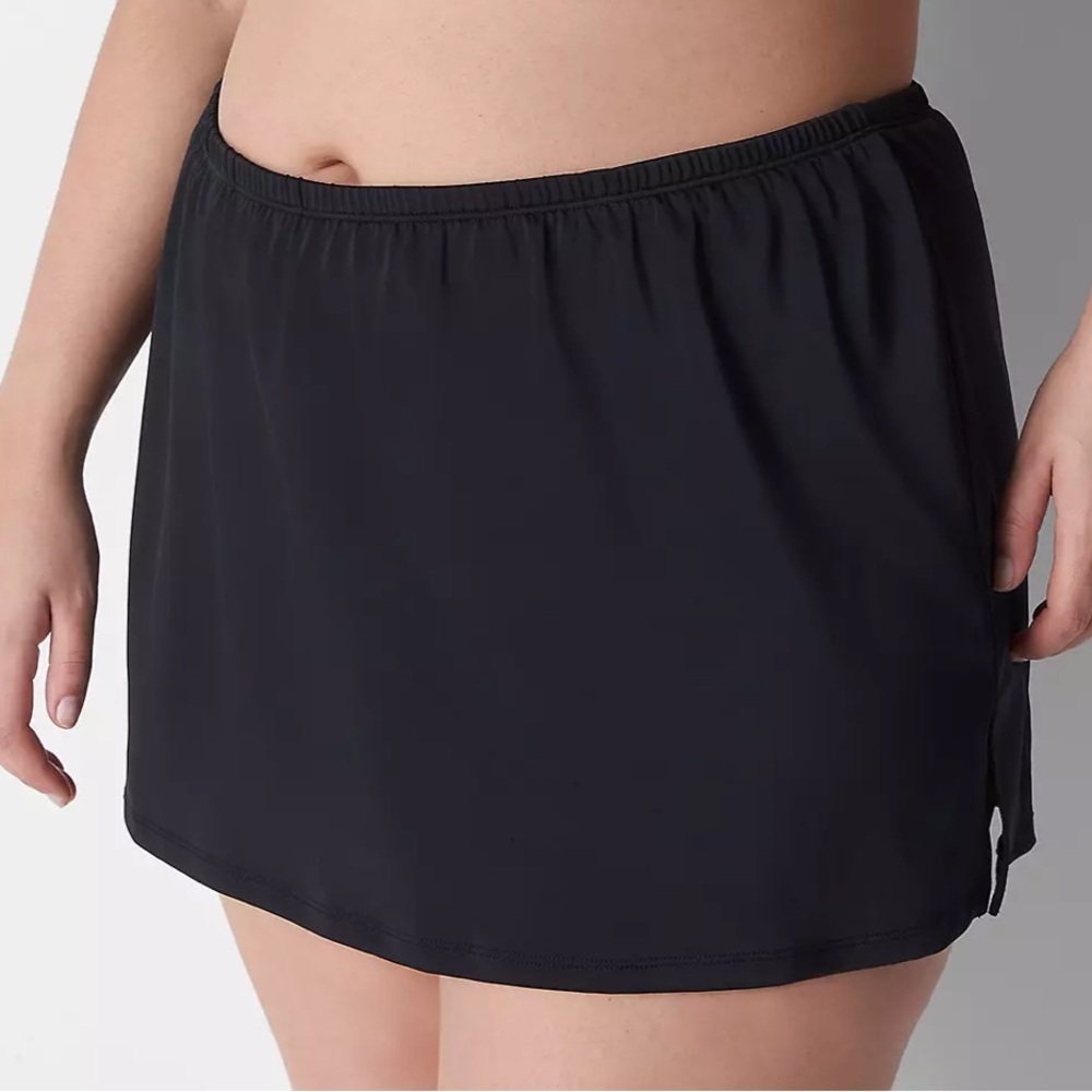 NWT Lane Bryant Cacique Black Pull On Swim Skort